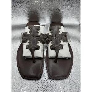 Tory Burch RARE Jamie Leather Lucite T Thong Sandals Chocolate Brown  EUC W 9.5